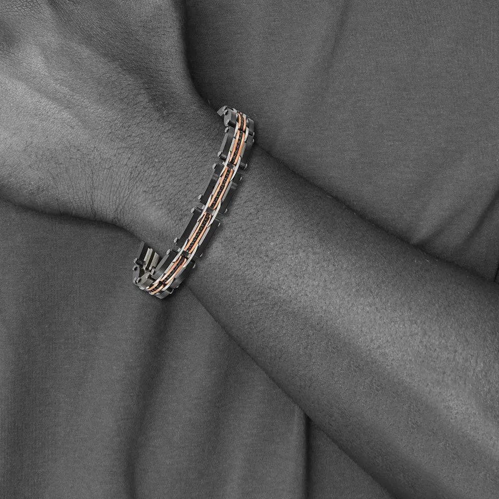 10.5mm Tricolor Stainless Steel Reversible & Adjustable Bracelet, 8 In
