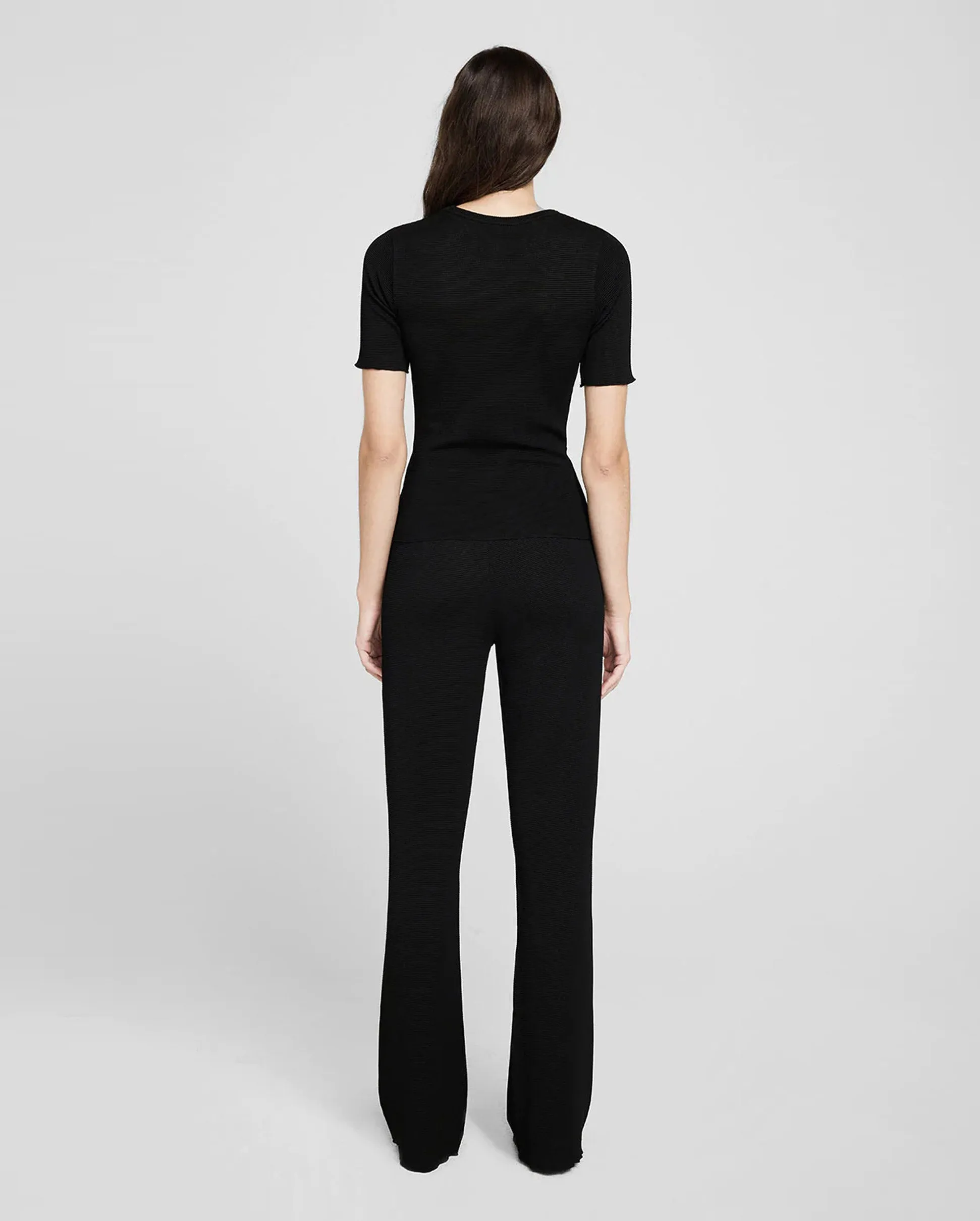 Billie Pant Black Waffle - Women's Black Waffle-Knit Pants