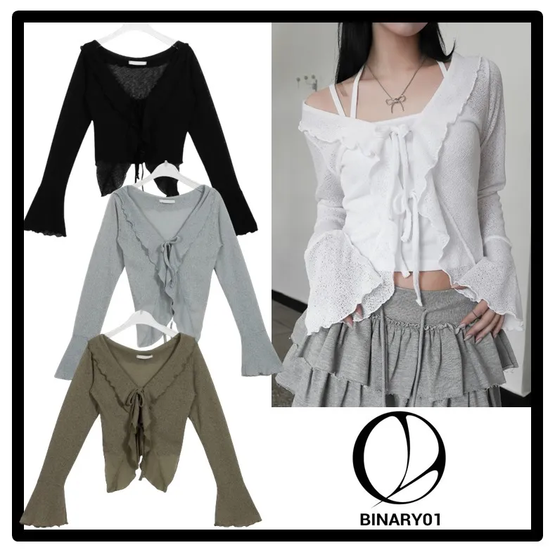 Binary01 Casual Street Style Logo Cardigans