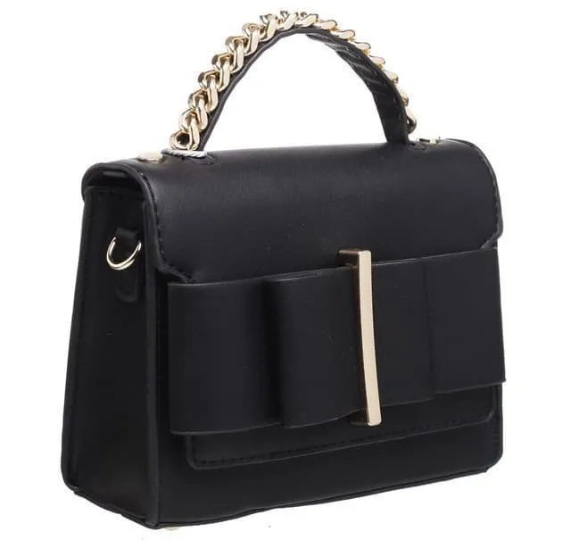 Black Bowknot Flap Lover Top Handle Crossbody Bag