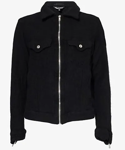 Black Comme Des Garcon Box Knitted Regular-Fit Wool-Blend Jacket