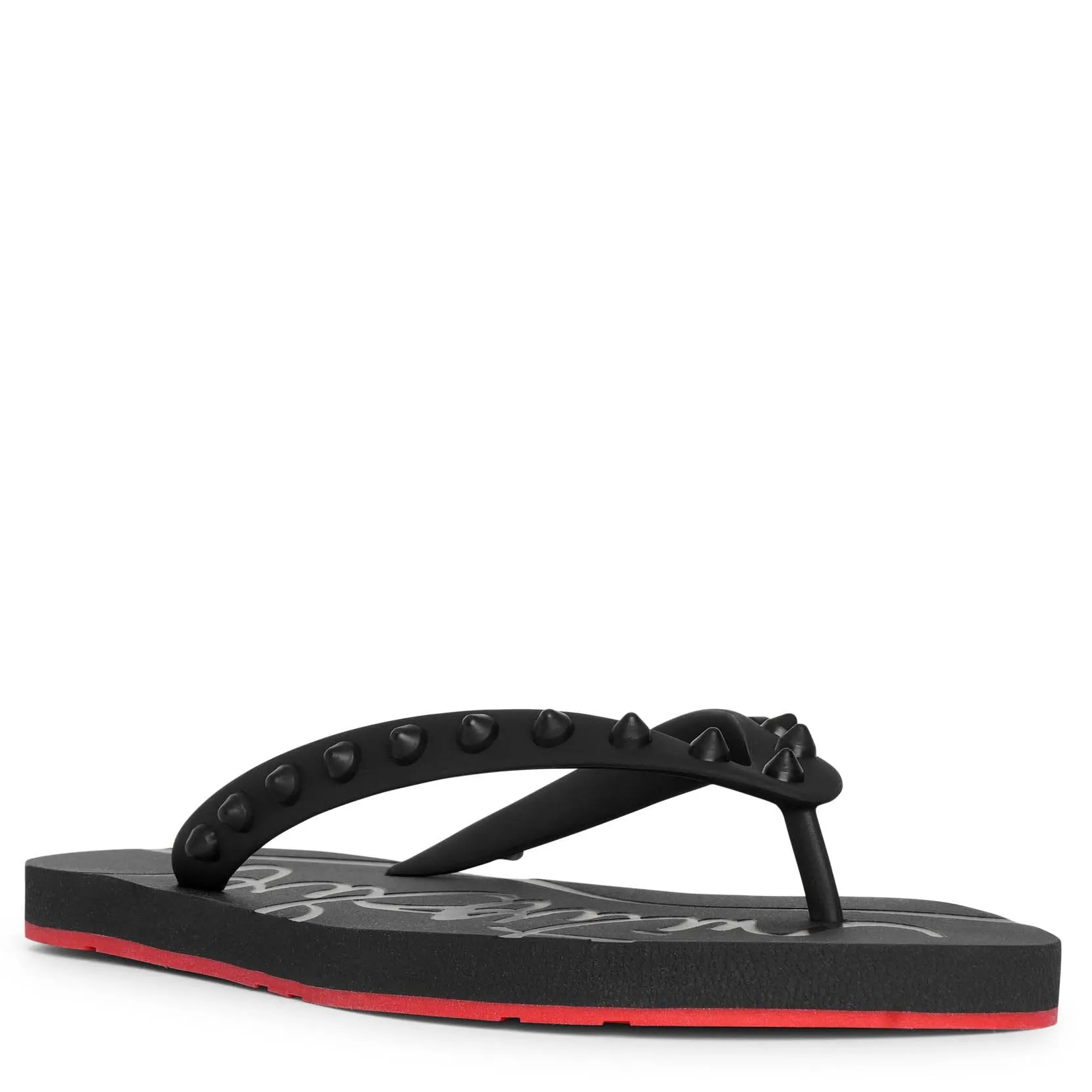 Black Flat Sandals by Christian Louboutin Loubi Flip Donna