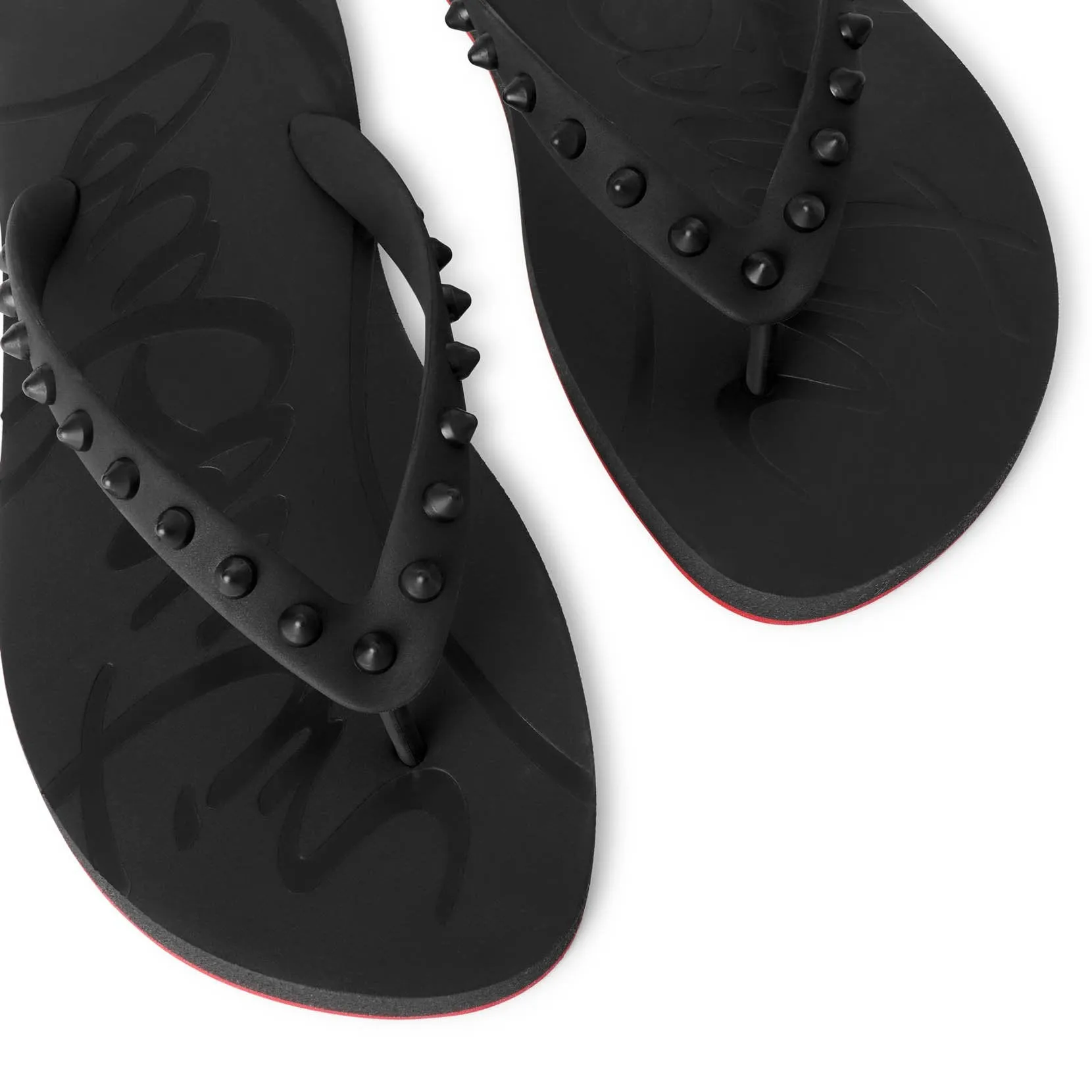 Black Flat Sandals by Christian Louboutin Loubi Flip Donna