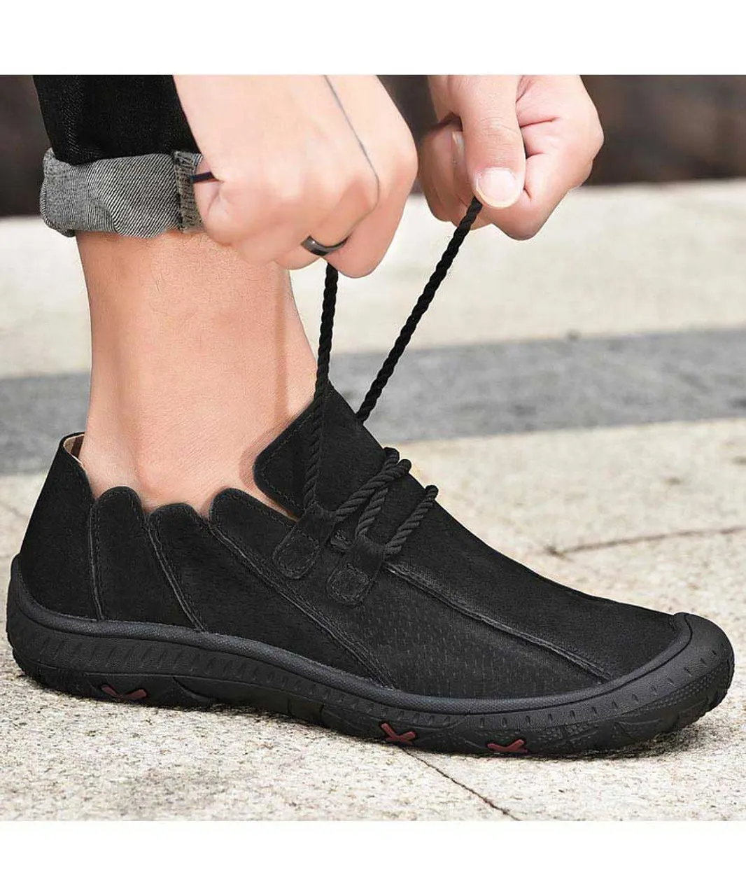 Black Casual Sneaker with Joined Sewn Style