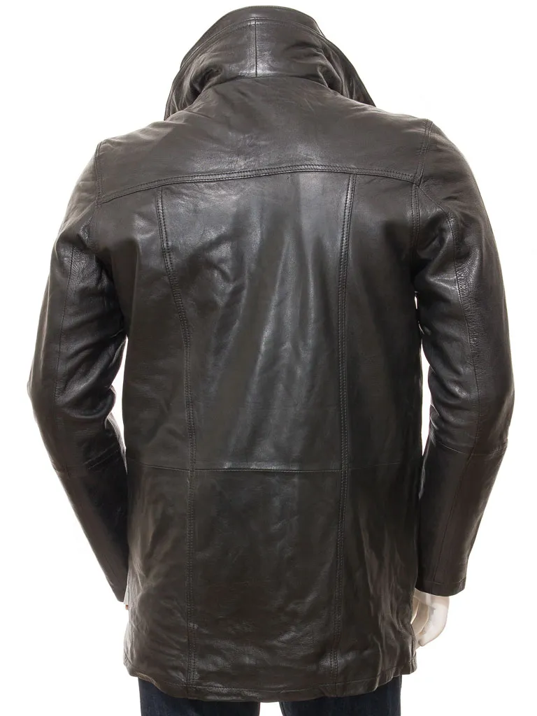 Black Leather Men's Coat: Pilton - Shop Now