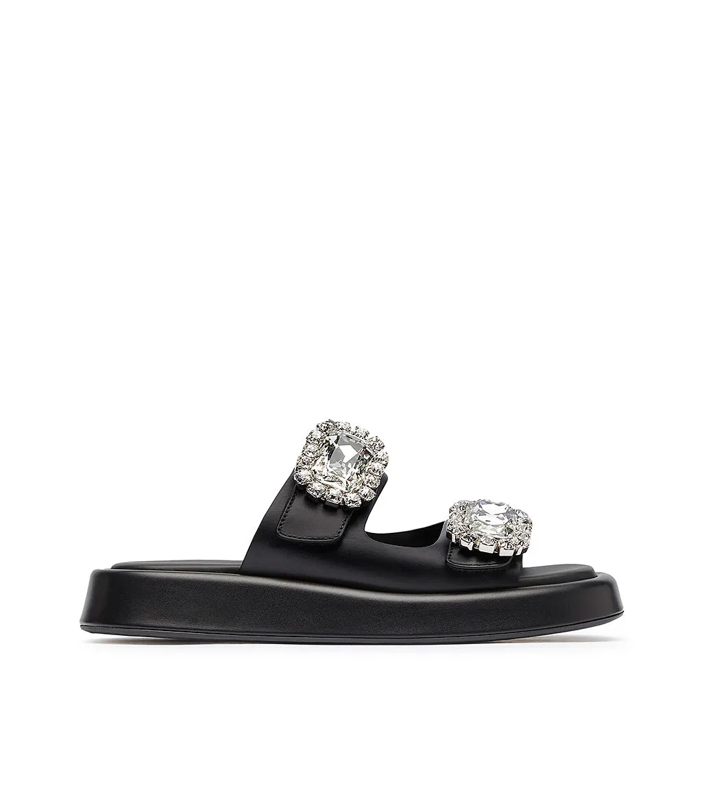 Black leather sandals - Bijoux.