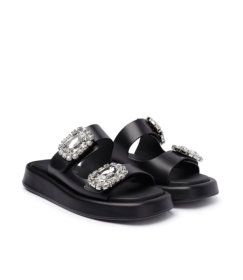 Black leather sandals - Bijoux.