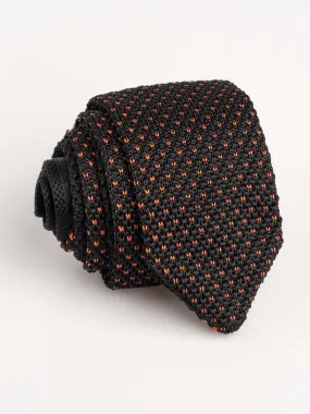 Black Orange Dot Knit Tie