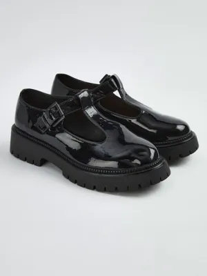 Black Patent T-Bar Chunky Shoes - Women - George at ASDA