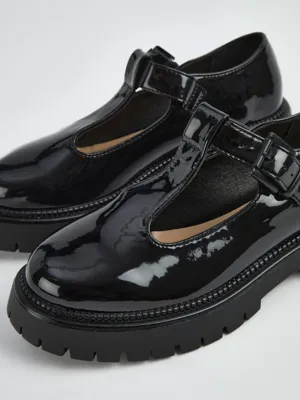 Black Patent T-Bar Chunky Shoes - Women - George at ASDA