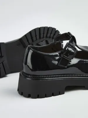 Black Patent T-Bar Chunky Shoes - Women - George at ASDA