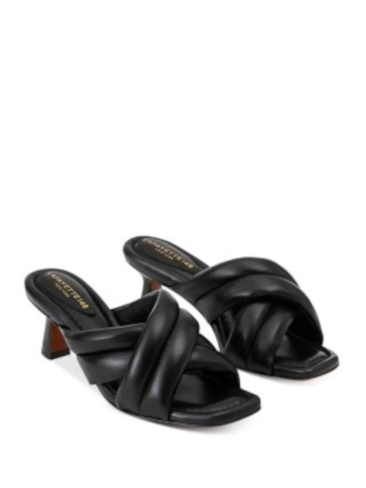 Black Square Toe Heeled Mules by Lafayette 148 New York for Women