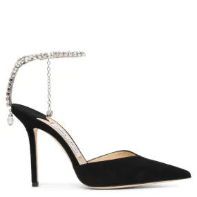 Black Suede Jimmy Choo Saeda 100 Sandals