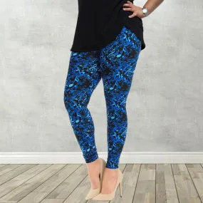 Blue Musical Note Pattern Leggings