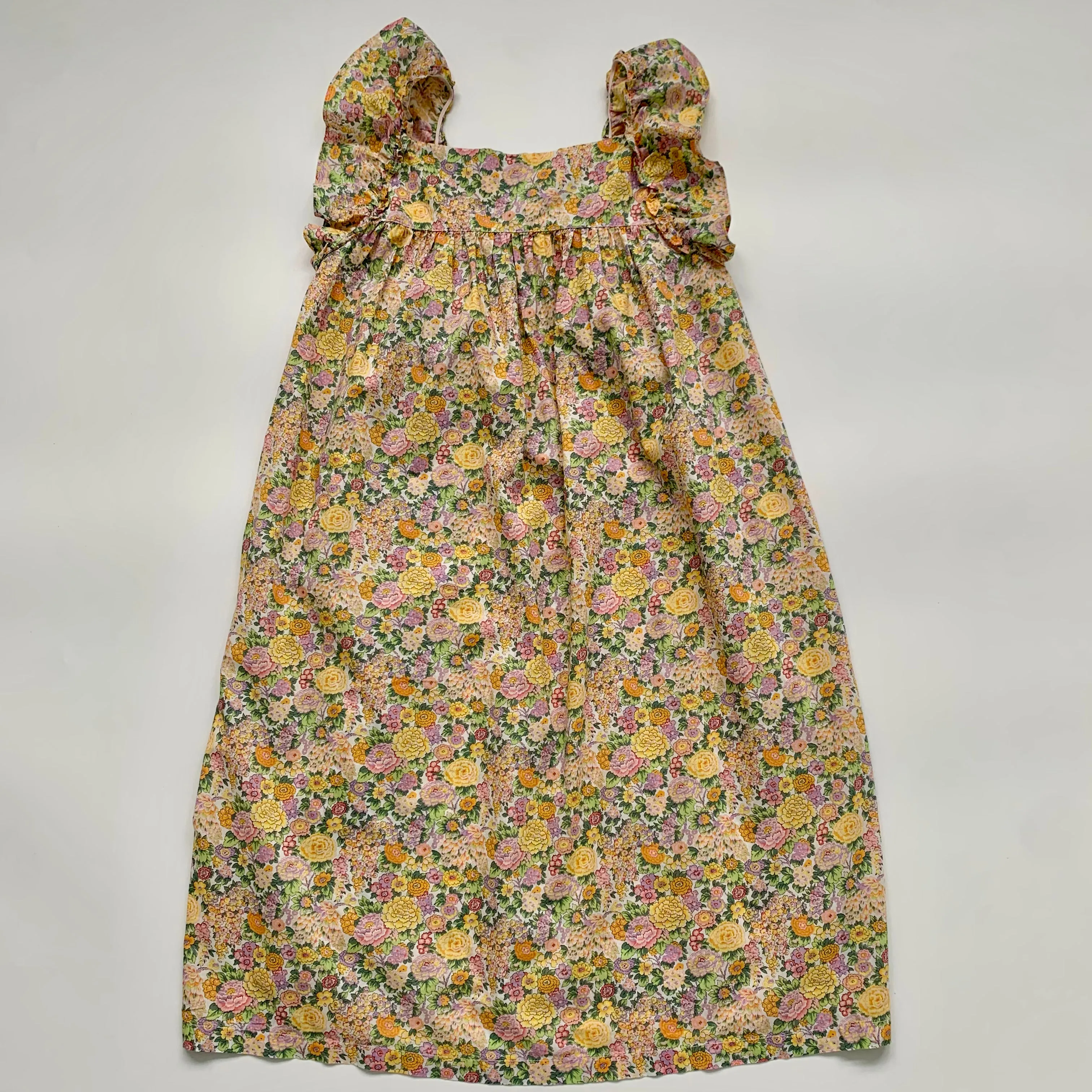 Bonton Yellow Liberty Print Summer Dress for 10-Year-Olds