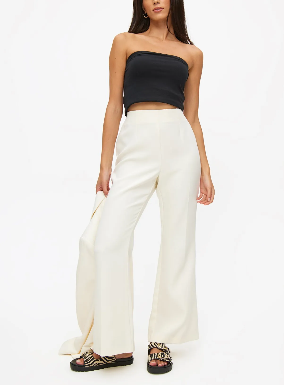 Cream Flare Coord Trousers 16S | Tu Trousers