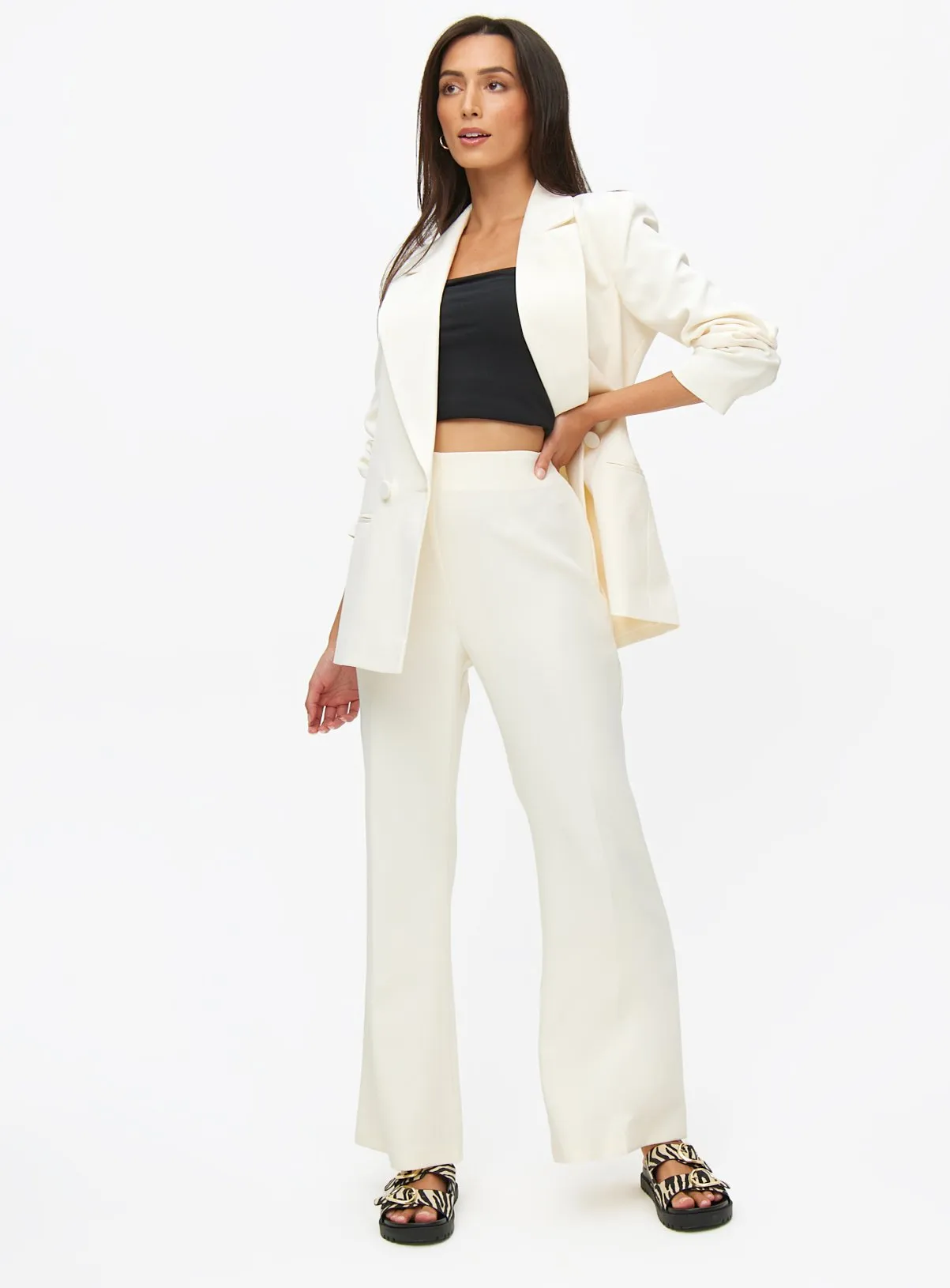 Cream Flare Coord Trousers 16S | Tu Trousers