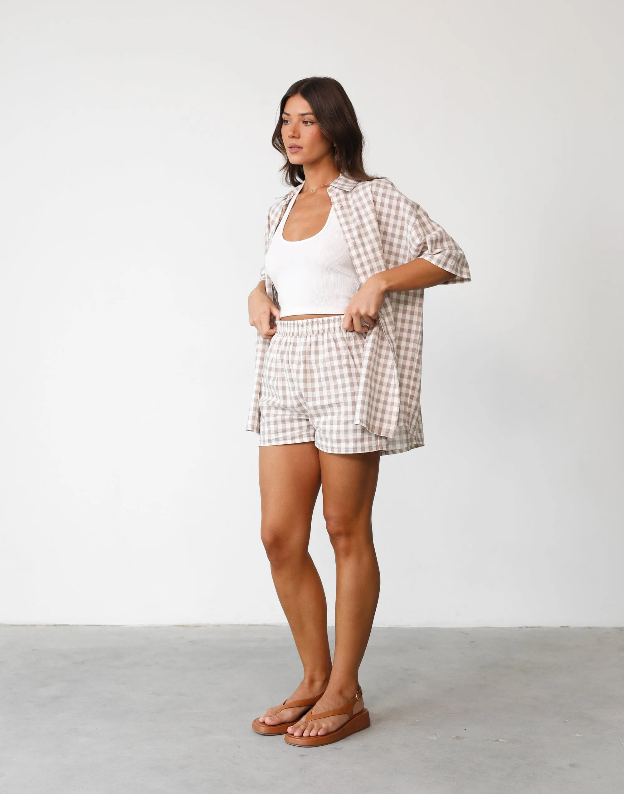 Camila Shorts (Beige Gingham)