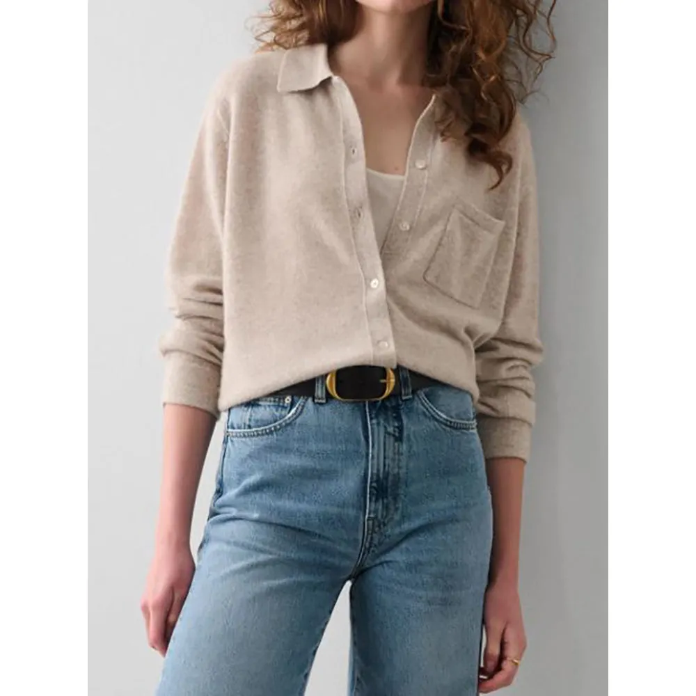 Cashmere Button Shirt - Soft Cashmere Tops with Buttons