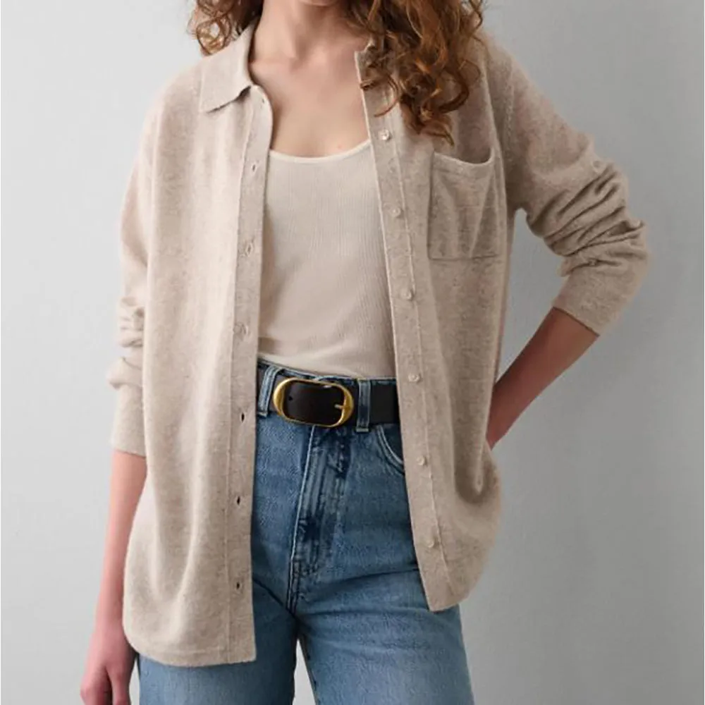 Cashmere Button Shirt - Soft Cashmere Tops with Buttons