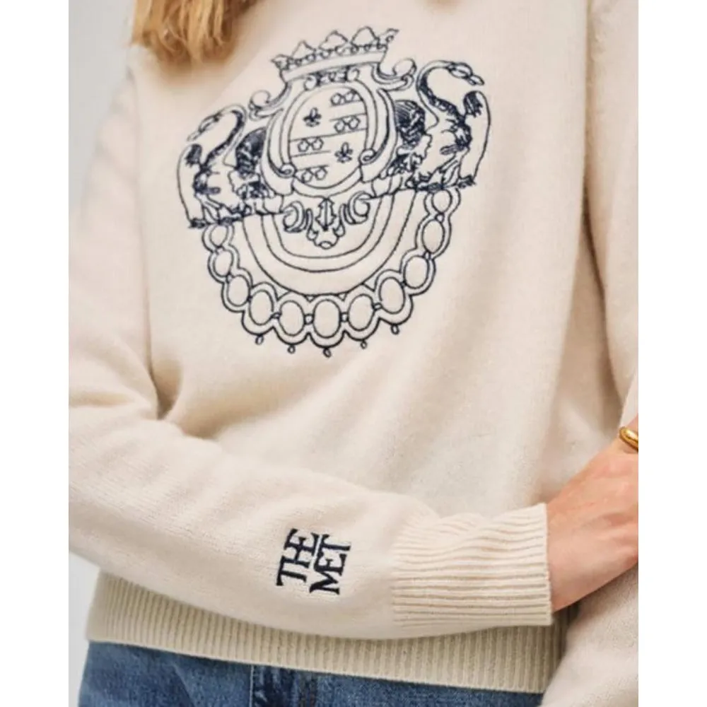 Cashmere Coat of Arms Crew - Cashmere clothing with coat of arms design