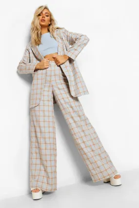 Checked Relaxed Wide Leg Pants