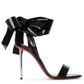 Christian Louboutin Epic Rose 100 soft patent black sandals