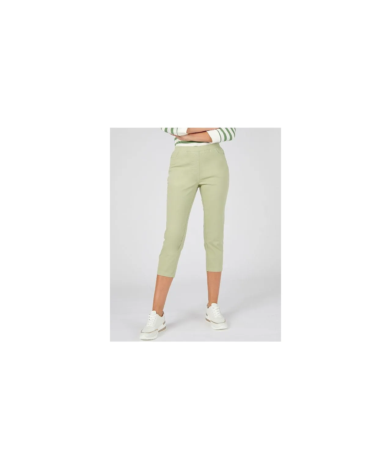 Pull-on Crop Trousers in Cotton Blend