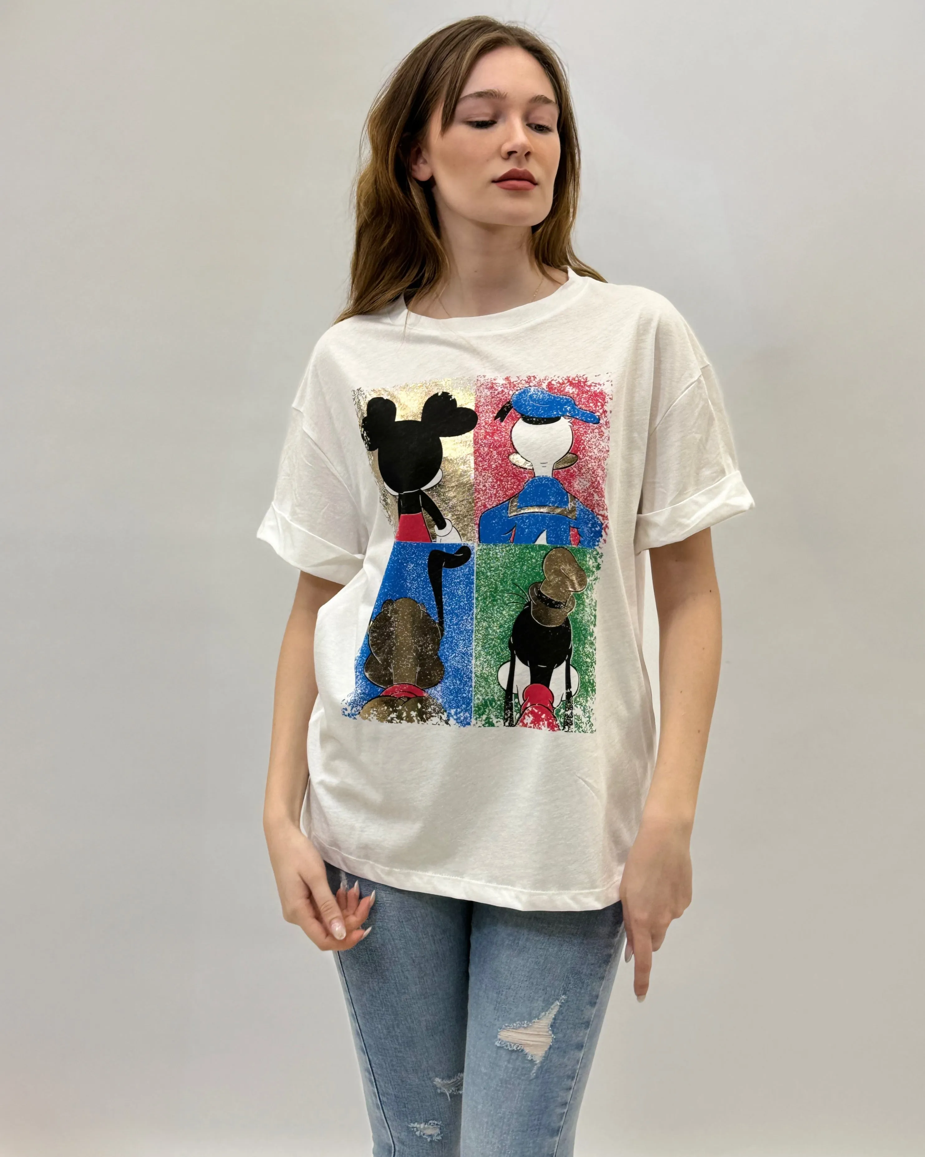 Cotton T-shirt with Printed Designs