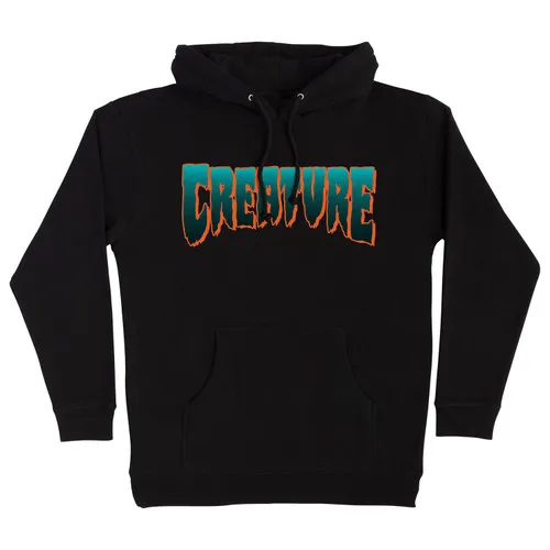 Creature Skateboards Black Teal Hoody Logo Pullover