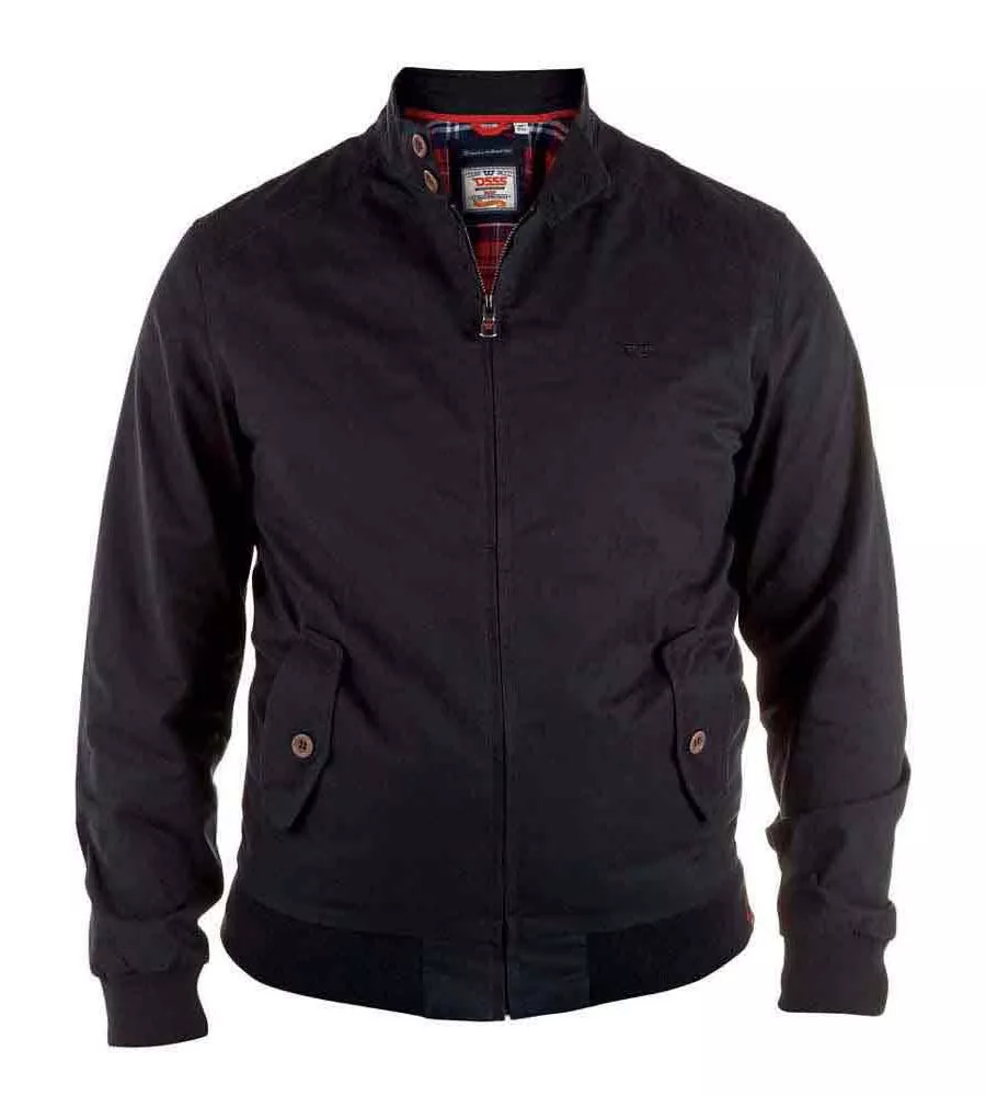 Big Men's Black Cotton Harrington Jacket (Windsor Black) from D555