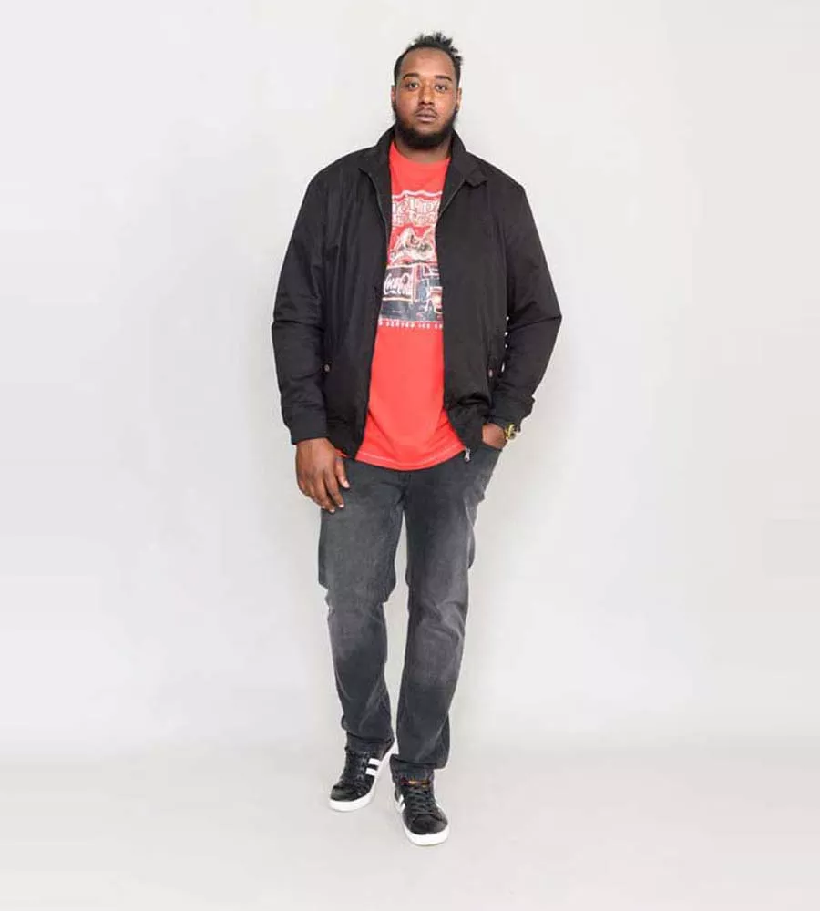 Big Men's Black Cotton Harrington Jacket (Windsor Black) from D555