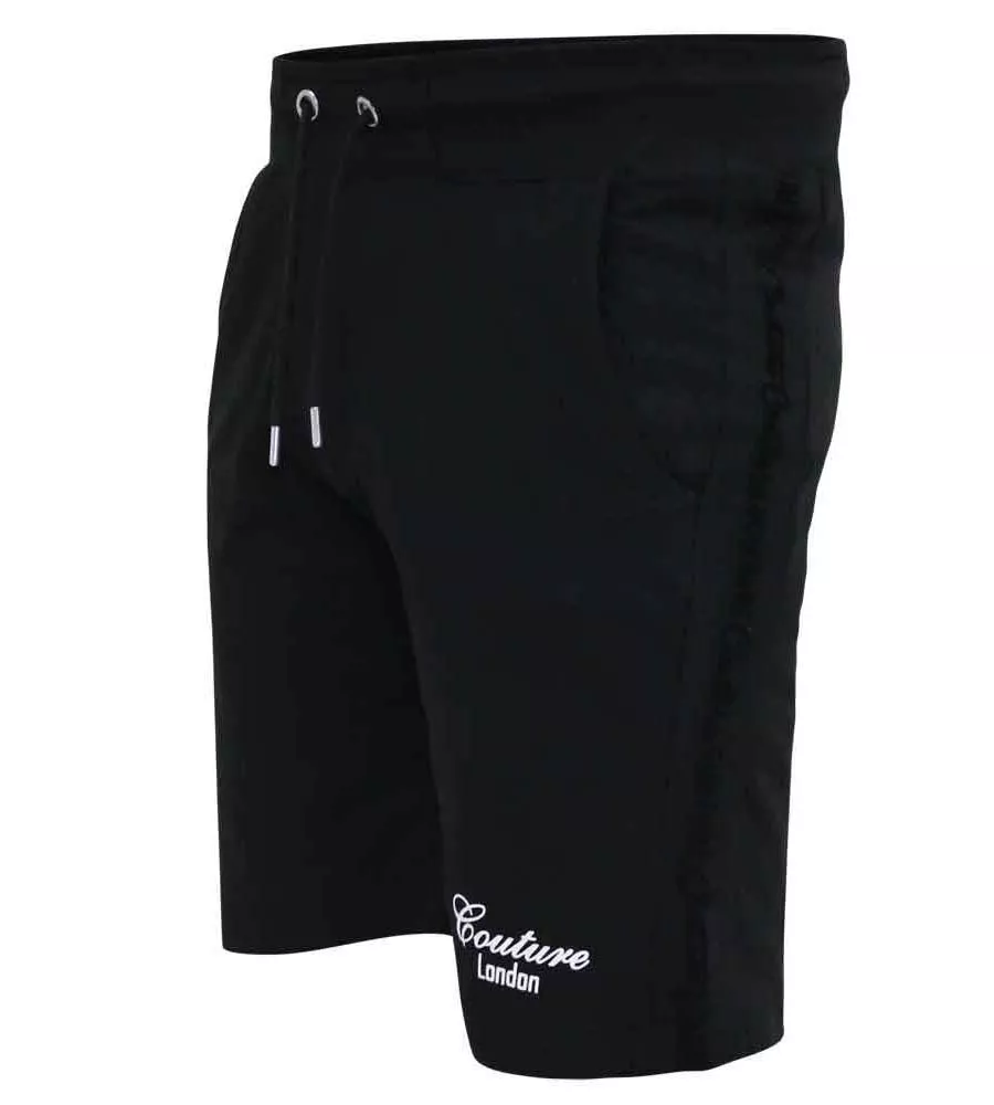 Big Men's Black Couture Shorts With Elasticated Waistband (HOLBROOK)