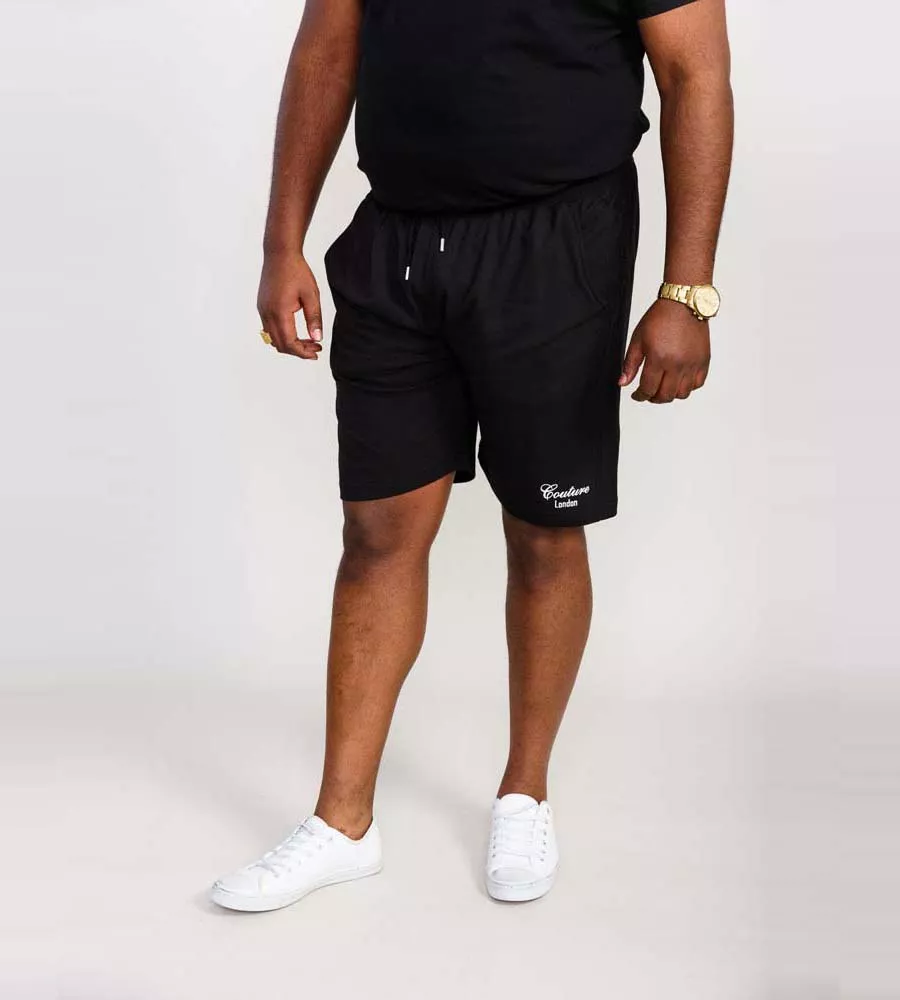 Big Men's Black Couture Shorts With Elasticated Waistband (HOLBROOK)