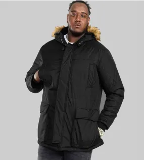 Big Men's Black Parka Style Jacket With Detachable Fur Trim (Lovett Black) from D555