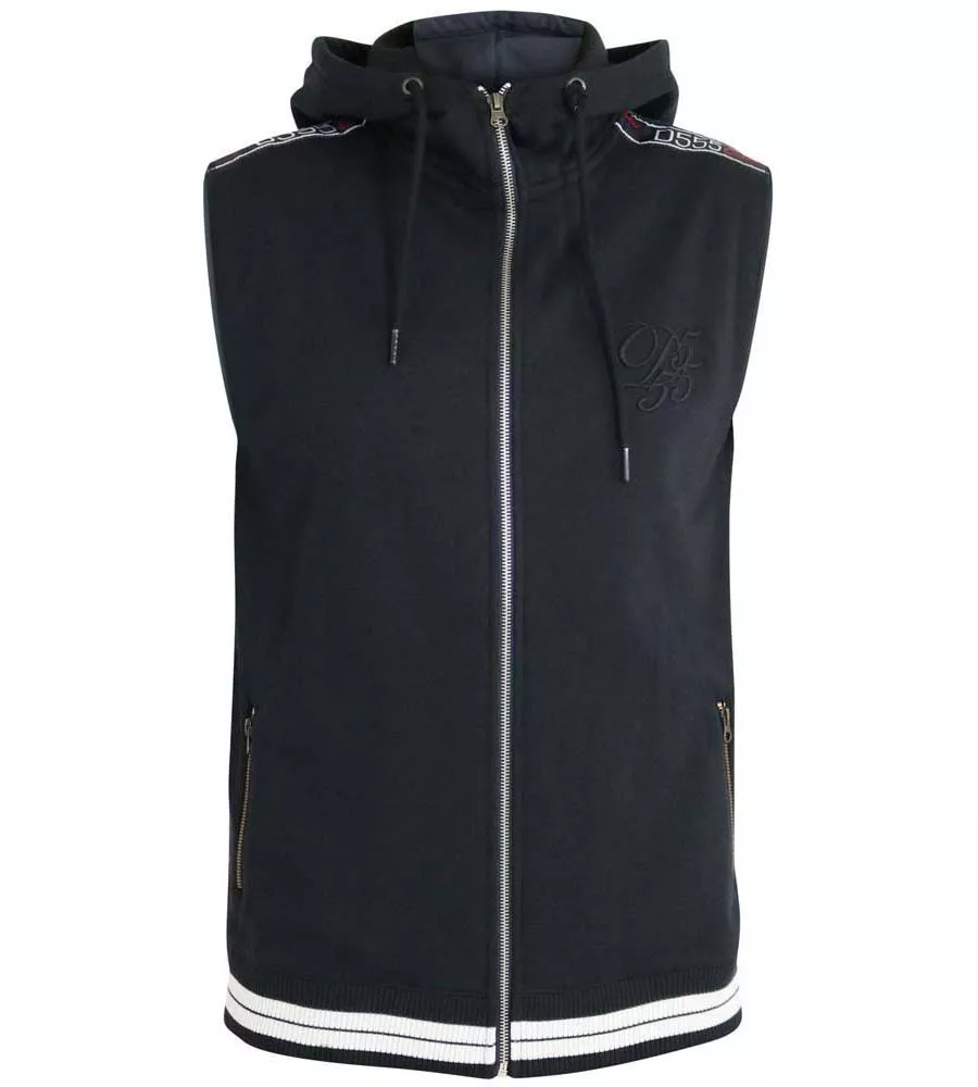 D555 Couture Sleeveless Hoody With Taping Detail for Big Men (CHEMUNG 1)