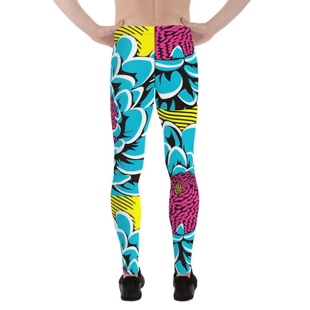 Dahlia Print Men's Athletic Leggings: Embrace Your Inner Pop Art Fan