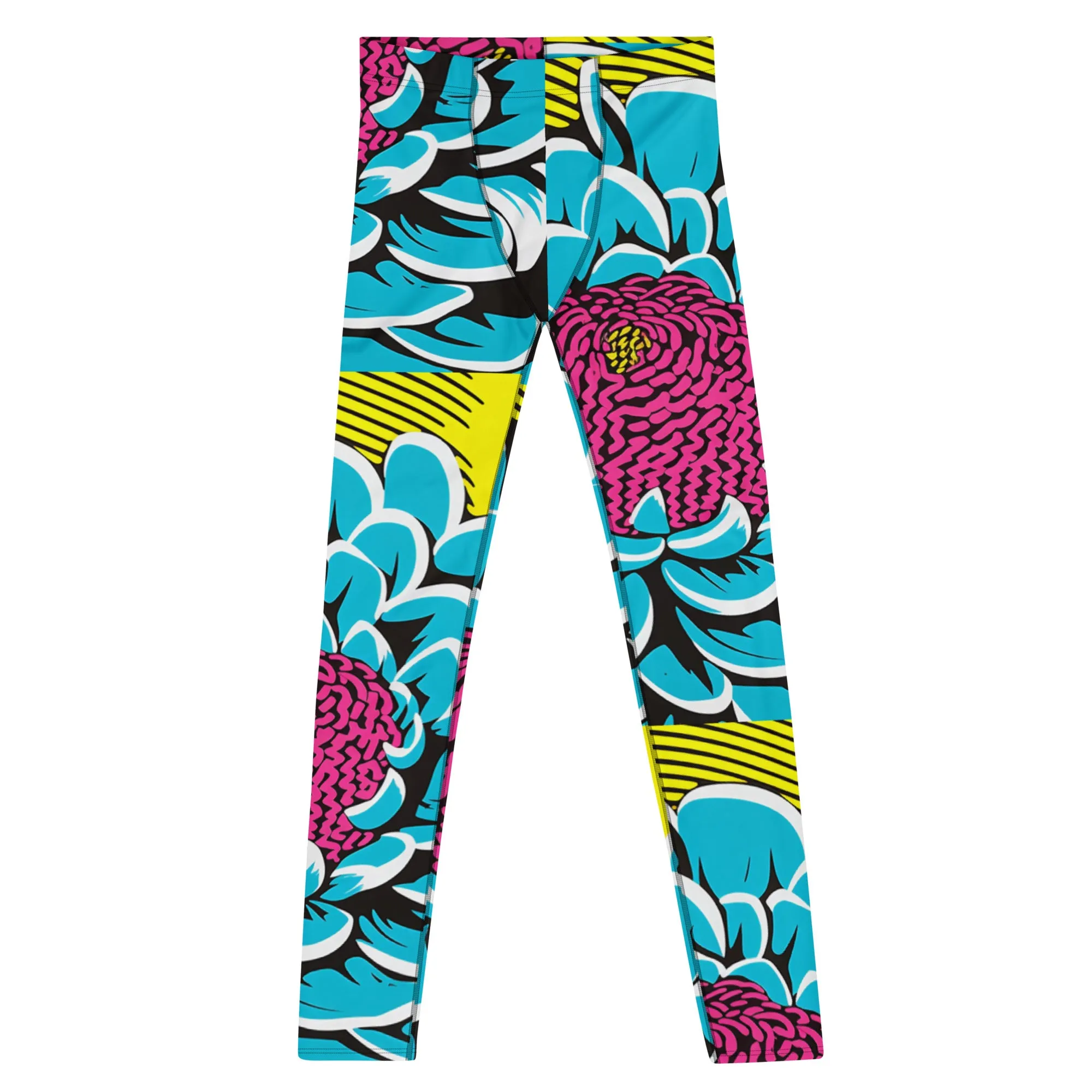 Dahlia Print Men's Athletic Leggings: Embrace Your Inner Pop Art Fan