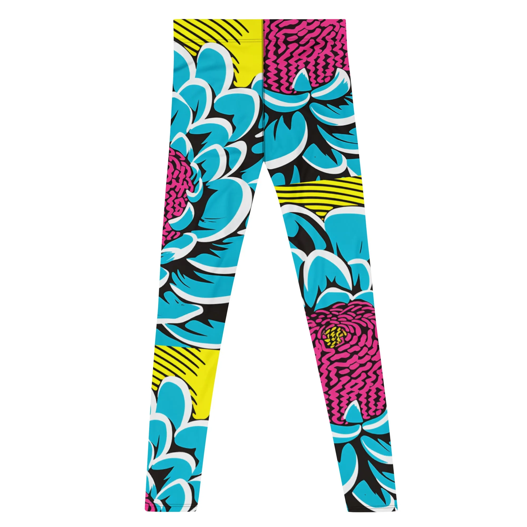 Dahlia Print Men's Athletic Leggings: Embrace Your Inner Pop Art Fan