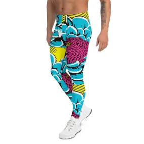 Dahlia Print Men's Athletic Leggings: Embrace Your Inner Pop Art Fan