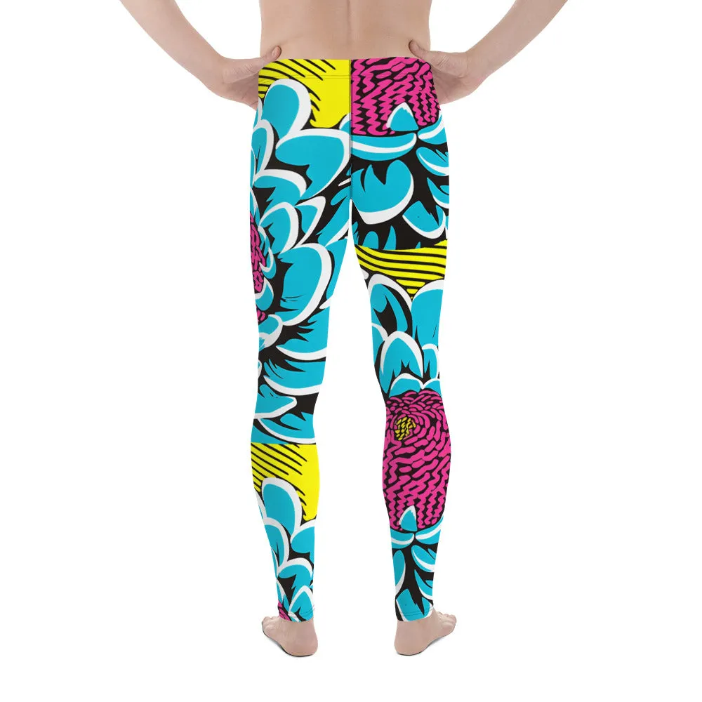 Dahlia Print Men's Athletic Leggings: Embrace Your Inner Pop Art Fan