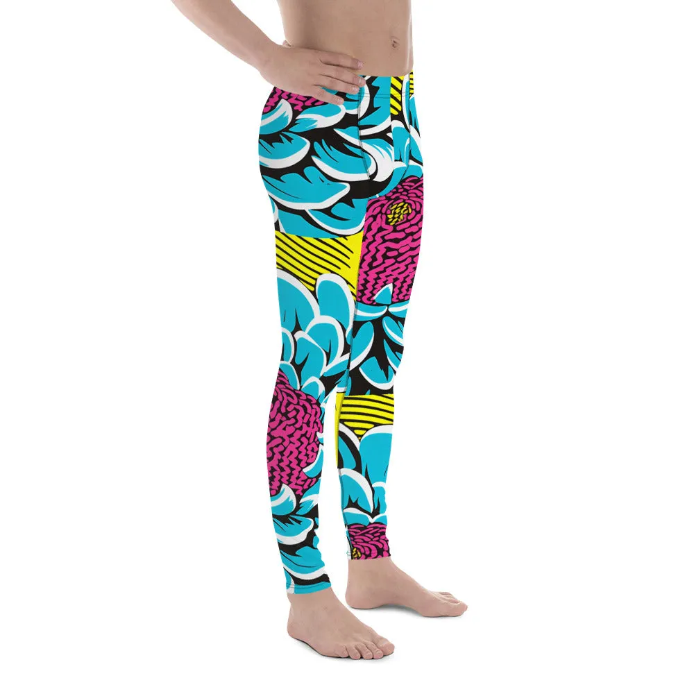 Dahlia Print Men's Athletic Leggings: Embrace Your Inner Pop Art Fan