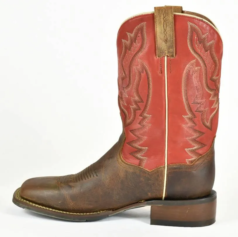 Dan Post Roper Cowboy Boots Distressed Brown Leather Square Toe - Style 4-131