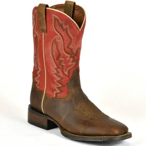 Dan Post Roper Cowboy Boots Distressed Brown Leather Square Toe - Style 4-131