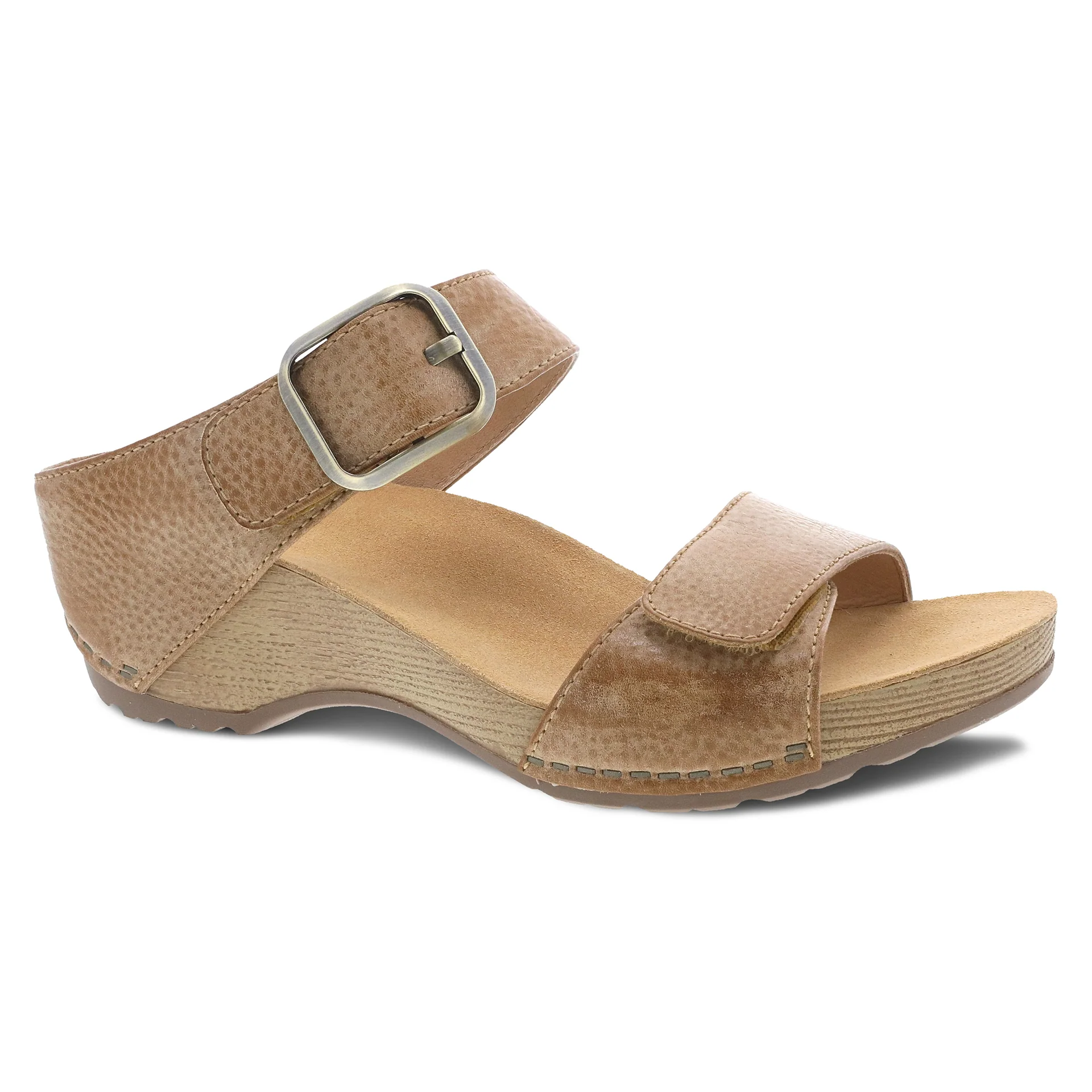 Dansko Women's Tanya Slip In Sandals in Tan Milled Burnished