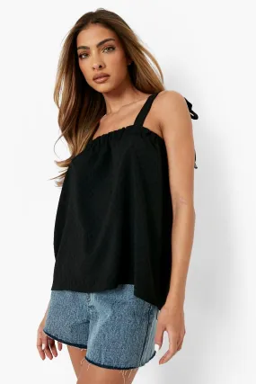 Dobby Tie Strap Detail Smock Top
