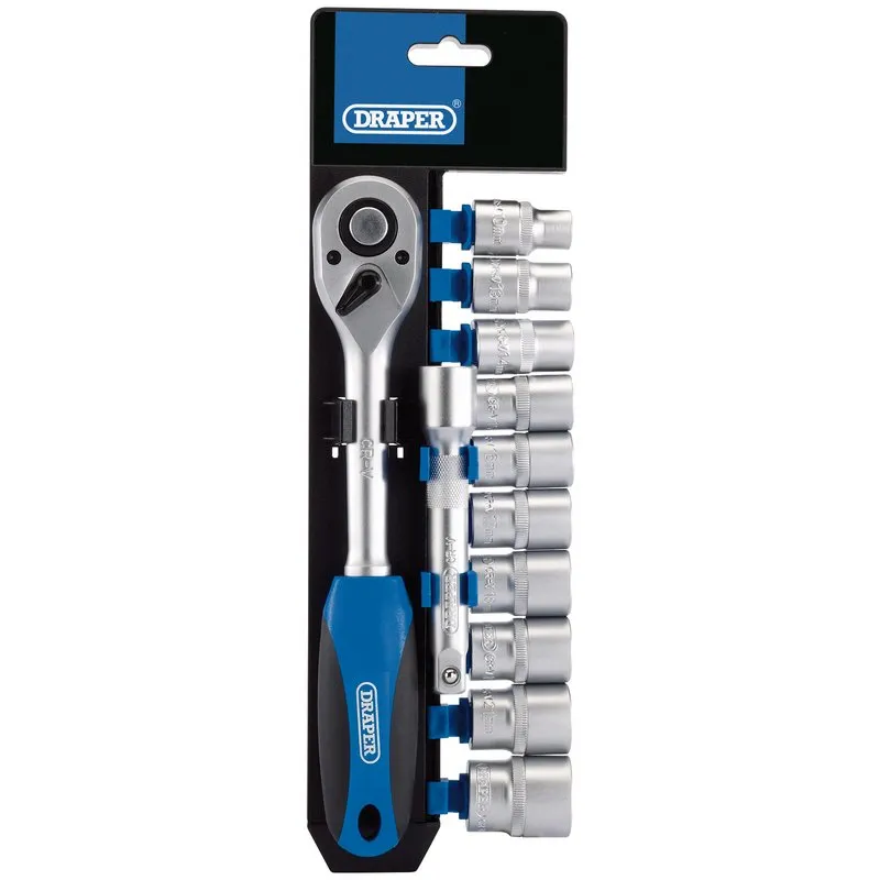 Draper HD12M/PR Metric Socket and Ratchet Set, 1/2