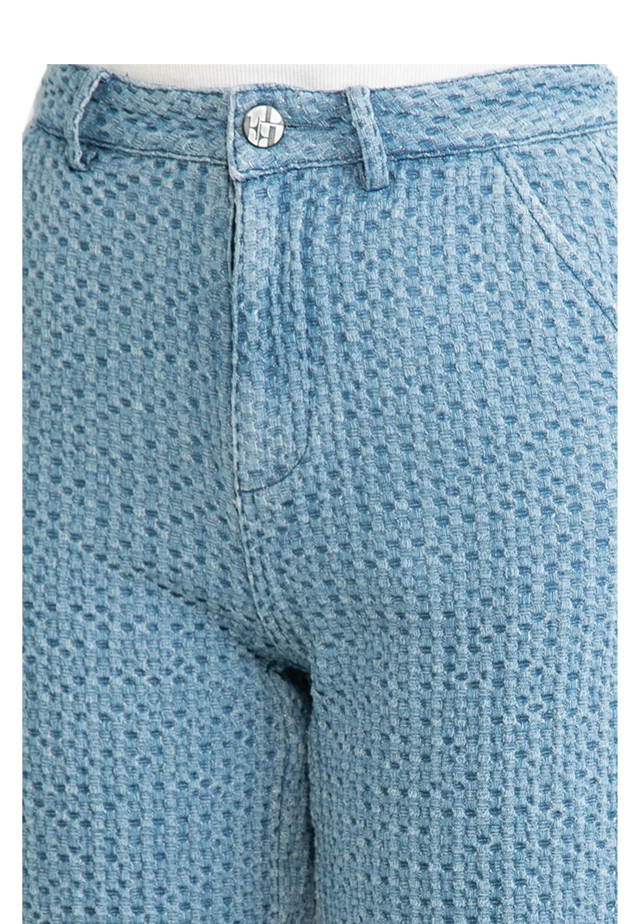 ELLE Denim Crop Wide Leg Jeans - Textured, Crop Length