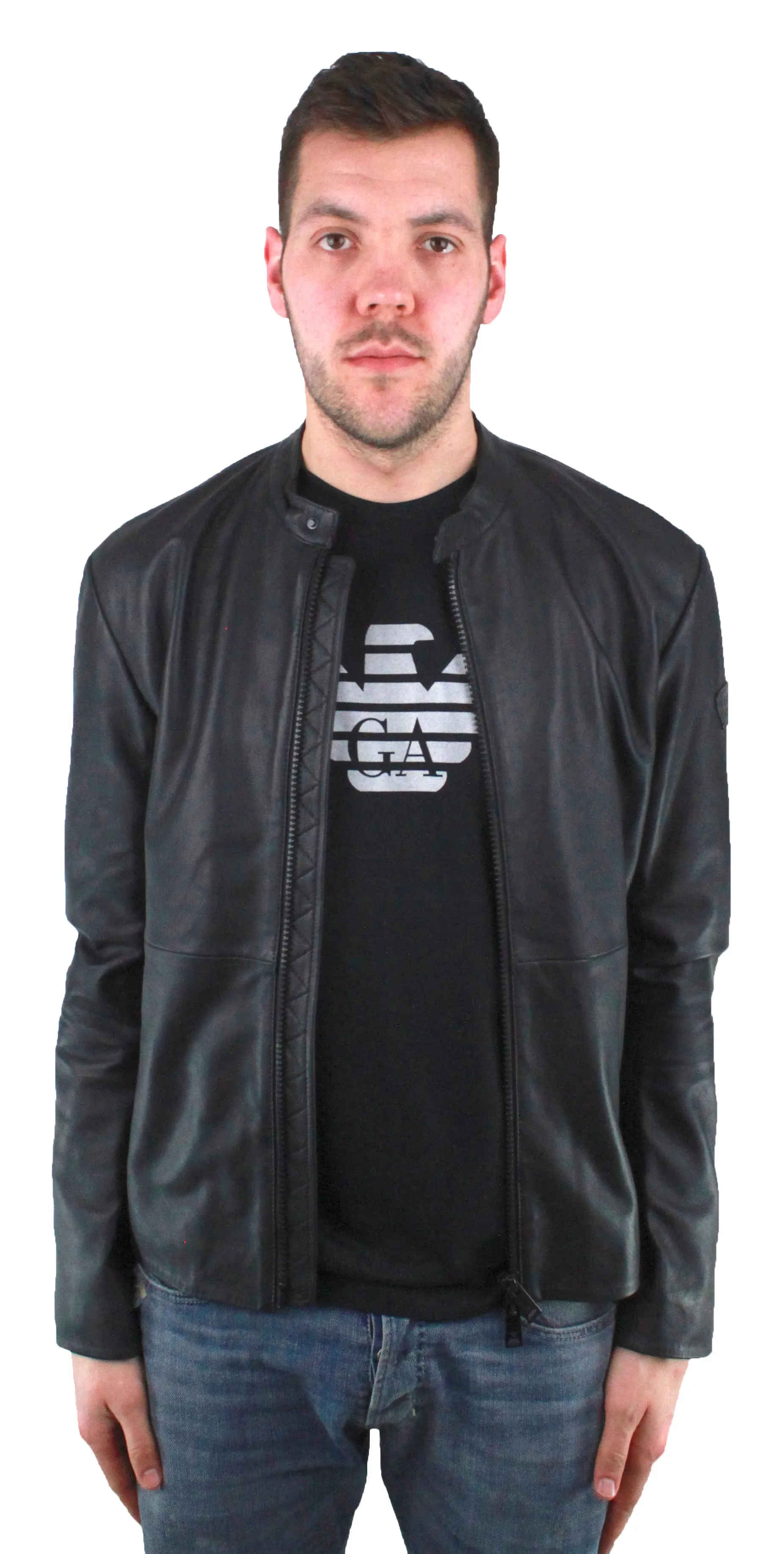 Emporio Armani Leather Jacket for Men - Model W1B50P W1P52, Color: 999.