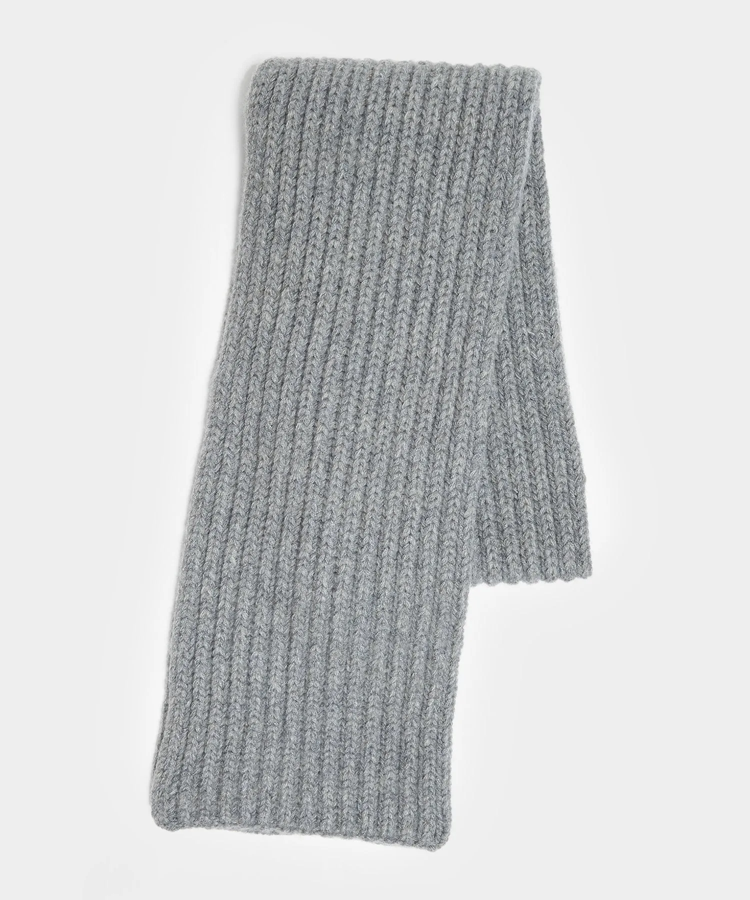 Flannel Grey Ribbed Scarf made of Corgi Wool and Cashmere